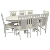 Set masă și scaune Evelin HV-31N Ovală / Lemn / Cream