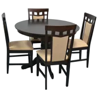 Set masă și scaune Evelin Capella Rotundă / Lemn / Beige