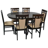 Set masă și scaune Evelin Capella Rotundă / Lemn / Beige