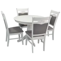 Set masă și scaune Evelin Capella Rotundă / Lemn / White