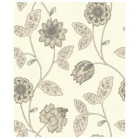 Обои Grandeco Jasmin Motif Teal Бежевый / Флористика