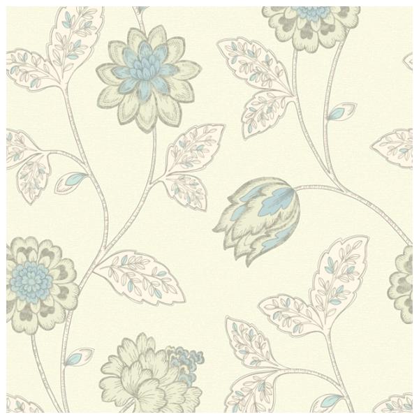 Обои Grandeco Jasmin Motif Teal Бежевый / Флористика photo 1