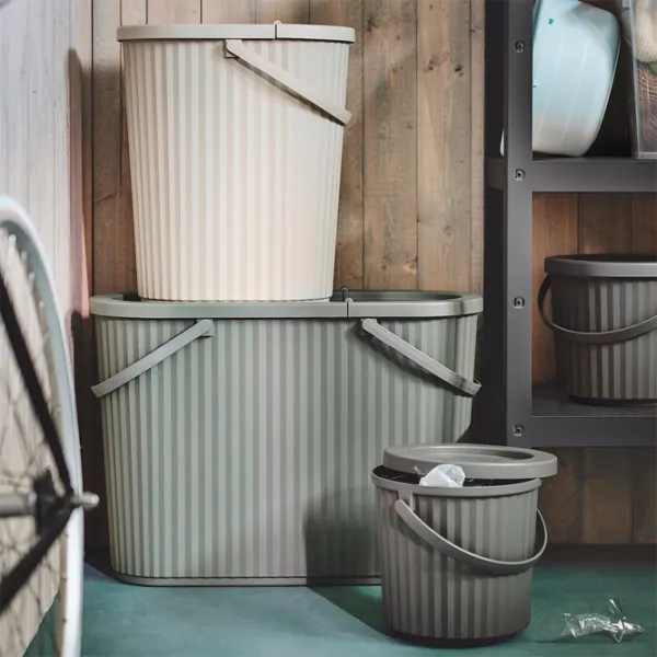 Coș de gunoi Ikea Dammang 48l / Plastic / Grey Green photo 3
