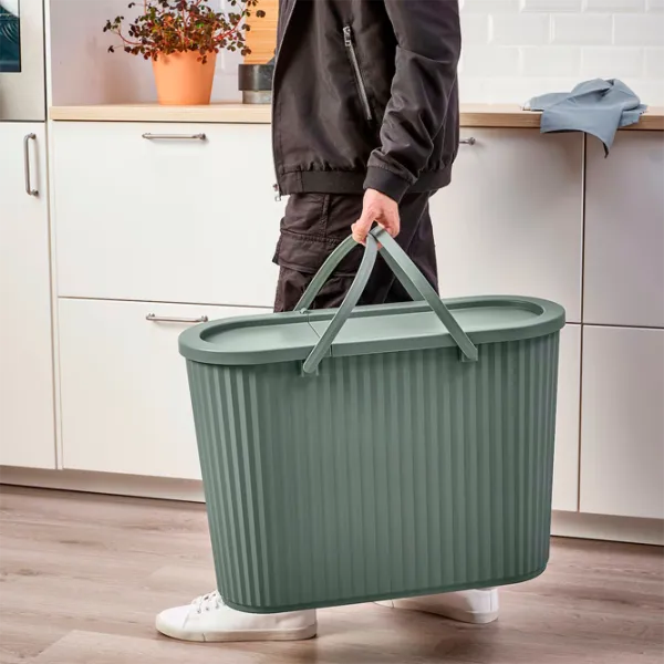 Coș de gunoi Ikea Dammang 48l / Plastic / Grey Green photo 8
