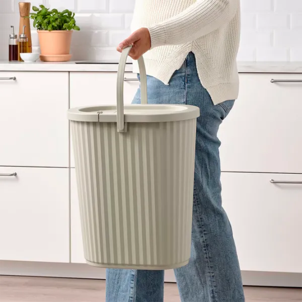 Мусорное ведро Ikea Dammang 26л / Пластик / Серый Бежевый photo 4