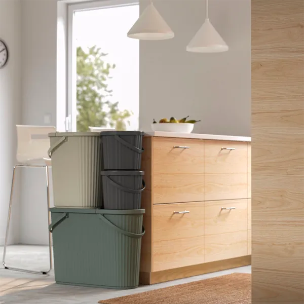 Мусорное ведро Ikea Dammang 26л / Пластик / Серый Бежевый photo 8