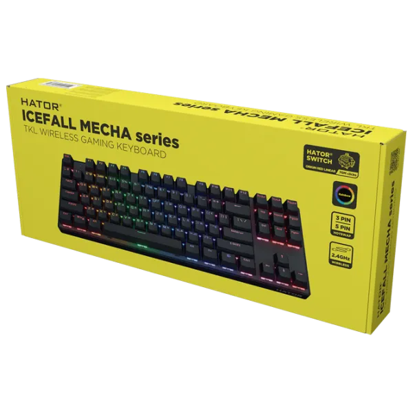Tastatură Hator Icefall Mecha TKL Rainbow Wireless Fără fir / Black photo 6