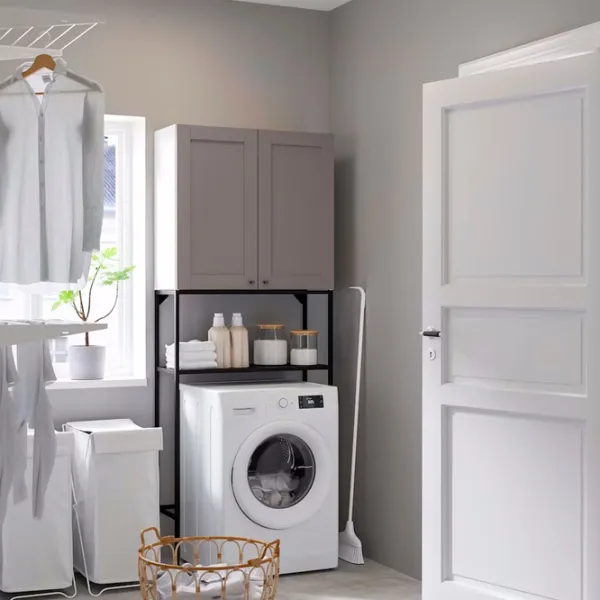 Шкаф для стиральных машин Ikea Enhet МДФ / Серый photo 2