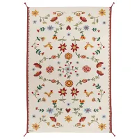 Ковер Ikea Nickgras Белый Красный / Шерсть