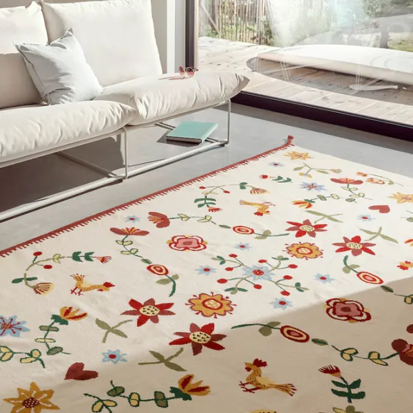 Ковер Ikea Nickgras Белый Красный / Шерсть photo 4