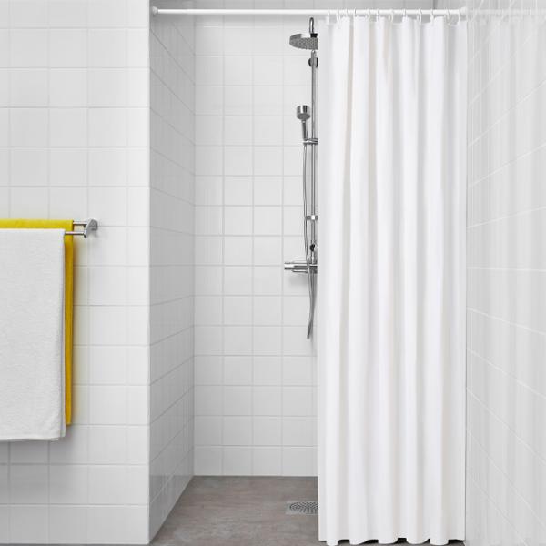 Шторка для ванной Ikea Luddhagtorn 200 x 180 см / Винил / Белый photo 3
