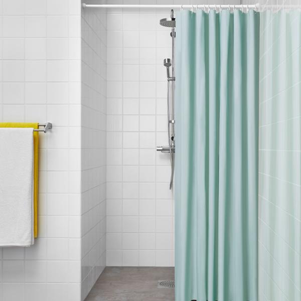 Шторка для ванной Ikea Luddhagtorn 200 x 180 см / Винил / Бирюзовый photo 4