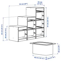 Etajeră cu containere Ikea Trofast 6 91 x 94 x 44 cm / Pin Masiv / Pine photo 3