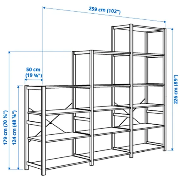 Стеллаж Ikea Ivar 3 226 x 259 x 50см cm / Массив / Сосна photo 2