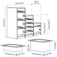 Стеллаж с контейнерами Ikea Trofast 8 94 x 99 x 44см cm / Массивная сосна / White photo 3