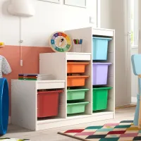 Стеллаж с контейнерами Ikea Trofast 8 94 x 99 x 44см cm / Массивная сосна / White photo 4