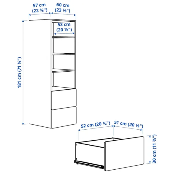 Etajeră Ikea Smastad/Platsa 2 181 x 60 x 57 cm / PAL / White photo 3