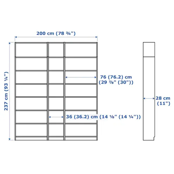 Etajeră Ikea Billy  237 x 200 x 28 cm / PAL / White photo 2