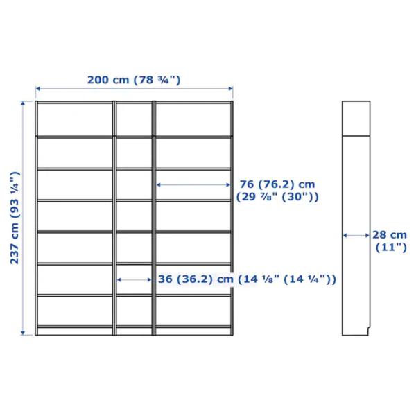 Etajeră Ikea Billy  237 x 200 x 28 cm / PAL / White photo 2