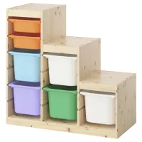 Etajeră cu containere Ikea Trofast 7 91 x 94 x 44 cm / Pin Masiv / Pine