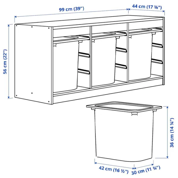 Etajeră cu containere Ikea Trofast 3 56 x 99 x 44 cm / PAL / White photo 4