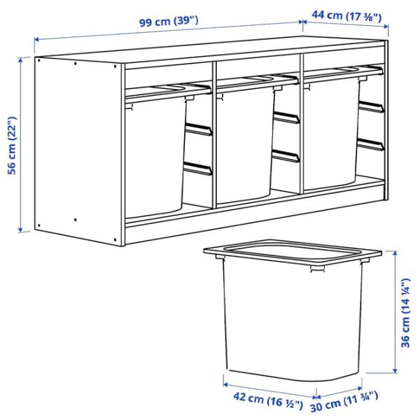 Etajeră cu containere Ikea Trofast 3 56 x 99 x 44 cm / PAL / White photo 4