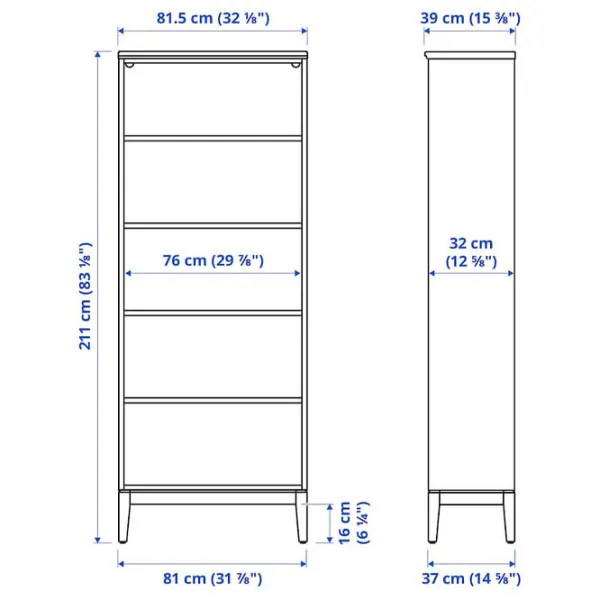Стеллаж Ikea Hemnes 211 x 81 x 39см cm / Массив / Темно Коричневый photo 6