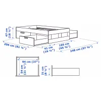Pat Ikea Brimnes Lonset 160 x 200 cm / Masiv / White photo 5
