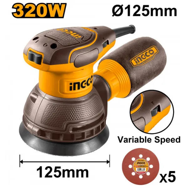 Șlefuitor INGCO RS3216 Cu excentric / 320 W / Yellow photo 2 Șlefuitor INGCO RS3216 Cu excentric / 320 W / Yellow photo 2