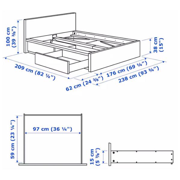 Кровать Ikea Malm Luroy 2 160 x 200 см / Шпон / Синий photo 11