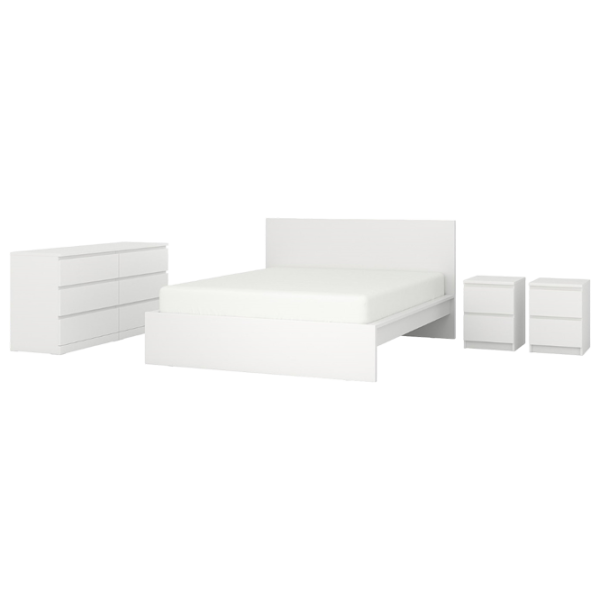 Кровать Ikea Malm 4 180 x 200 см / Шпон / Белый photo 1