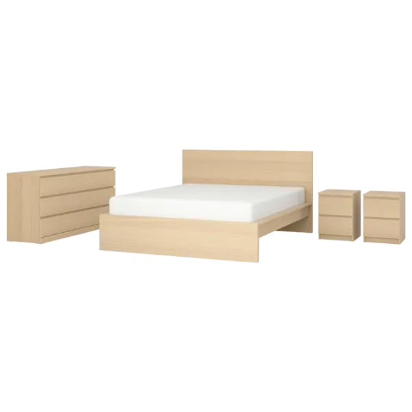 Кровать Ikea Malm 4 140 x 200 см / Шпон / Wood photo 1