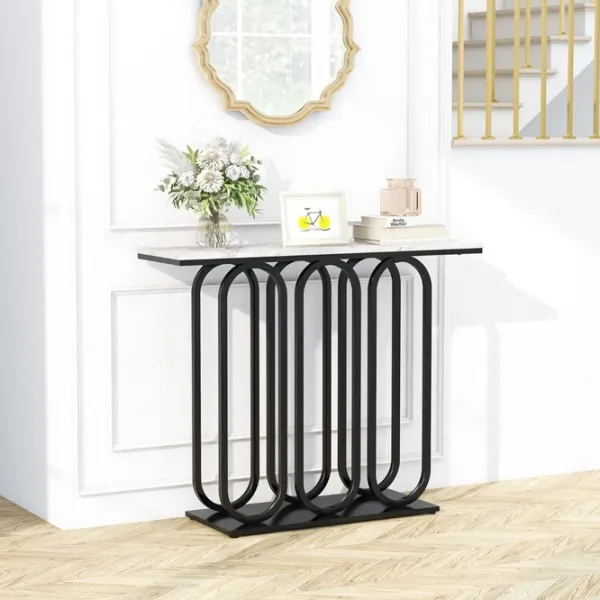 Masă consolă Costway JV11235BK Black / Metal photo 7