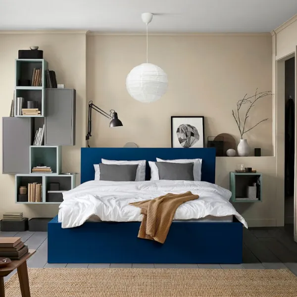Кровать Ikea Malm/Luroy 4 140 x 200 см / Шпон / Синий photo 1