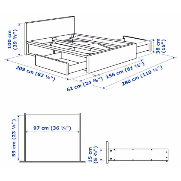 Кровать Ikea Malm/Lonset 4 180 x 200 см / Шпон / Wood photo 2 Кровать Ikea Malm/Lonset 4 180 x 200 см / Шпон / Wood photo 2