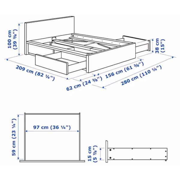 Кровать Ikea Malm/Lonset 4 180 x 200 см / Шпон / Wood photo 2 Кровать Ikea Malm/Lonset 4 180 x 200 см / Шпон / Wood photo 2