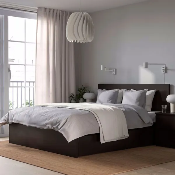 Кровать Ikea Malm Luroy 2 140 x 200 см / Шпон / Черный photo 3 Кровать Ikea Malm Luroy 2 140 x 200 см / Шпон / Черный photo 3