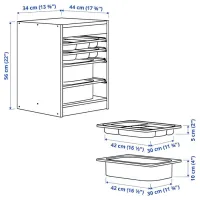 Стеллаж с контейнерами Ikea Trofast 2 56 x 34 x 44см cm / Массив / White photo 9