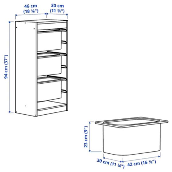 Etajeră cu containere Ikea Trofast 3 94 x 46 x 30 cm / PAL / White photo 6