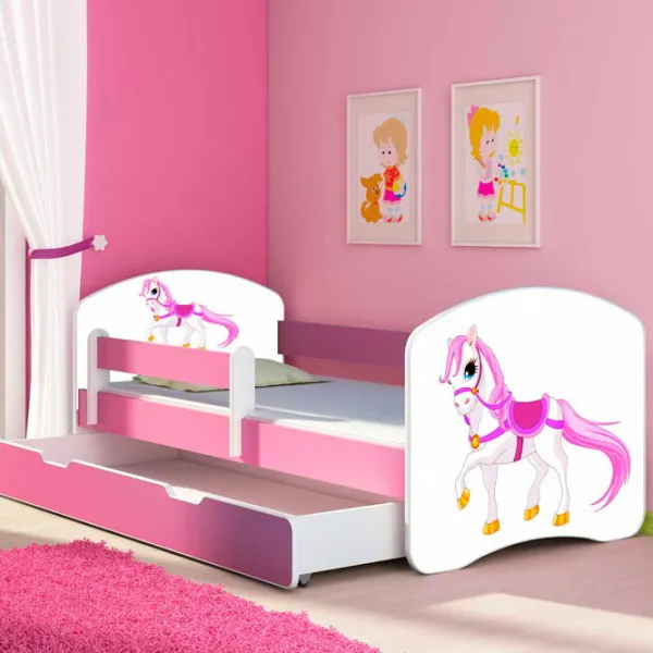 Детская кровать ACMA Meble Acma II Horse 80 x 160 см / ЛДСП / Розовый photo 4