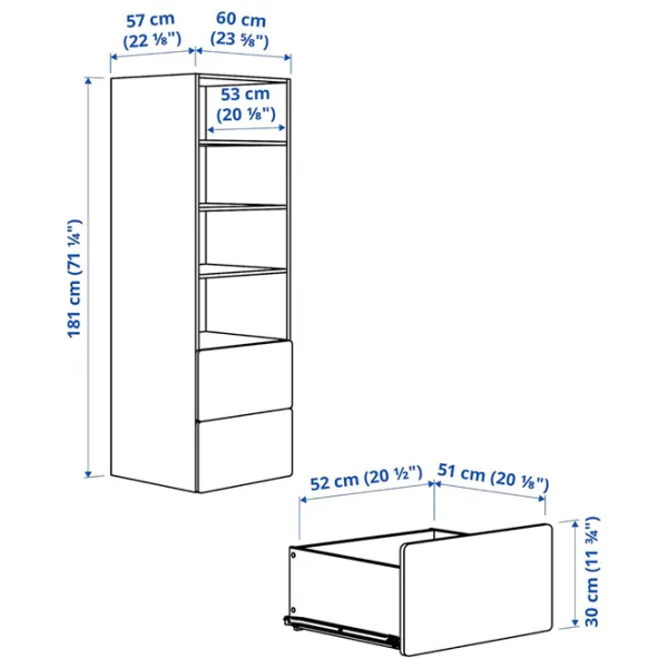 Etajeră Ikea Smastad/Platsa 2 181 x 60 x 57 cm / PAL / White photo 2
