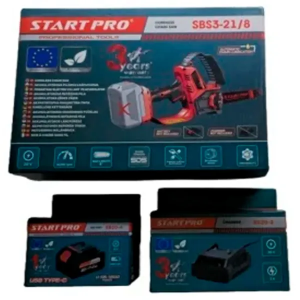 Fierăstrău cu lanţ Start-Pro SBS3-21/8 cu acumulator/ Red photo 2