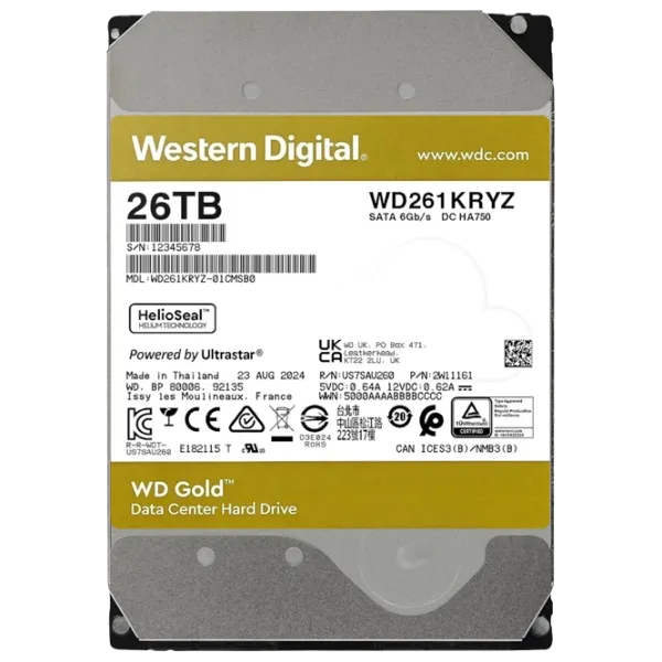 HDD Western Digital Gold Enterprise 18 ТБ WD261KRYZ / Желтый photo 3