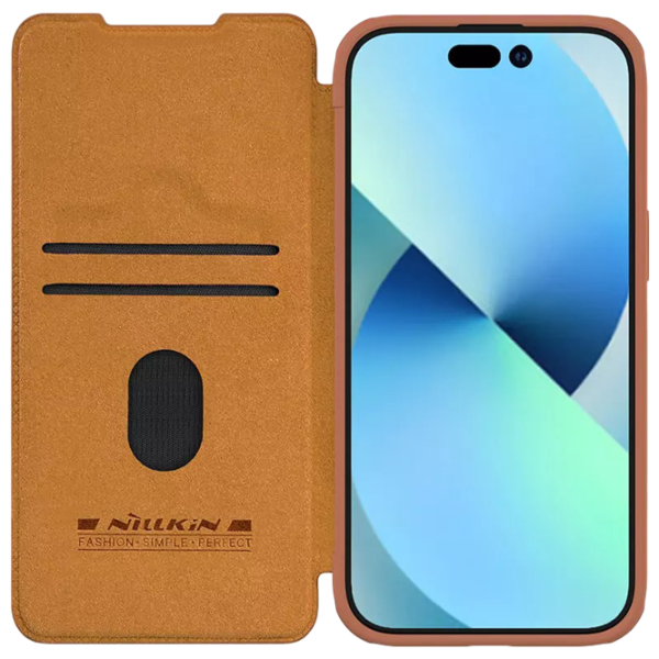 Husă pentru smartphone Apple iPhone 15 Nillkin / Flip Cover / Piele ecologică / Brown photo 4