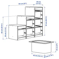 Стеллаж с контейнерами Ikea Trofast 6 91 x 94 x 44см cm / Массивная сосна / Сосна photo 7