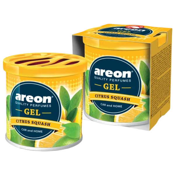 Ароматизатор для авто Areon Gel Can Blister Цитрусовый Сквош / 0.085л / в подстаканник, под сиденье photo 1