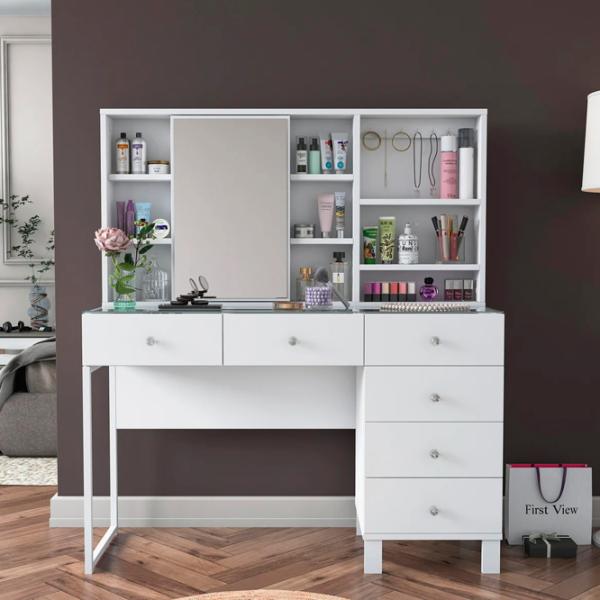 Туалетный столик Mirage Meble BJ140 ЛДСП / White photo 2