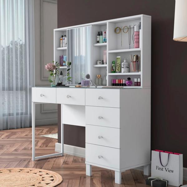 Туалетный столик Mirage Meble BJ140 ЛДСП / White photo 3