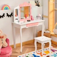 Masă de toaletă Costway HW68591WH MDF / White photo 4