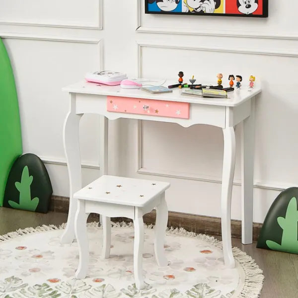 Masă de toaletă Costway HW68591WH MDF / White photo 5